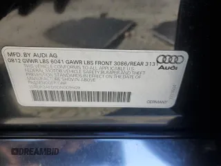 2013 Audi A8 4.0L with VIN WAUR2AFD5DN009509, listed as a Copart auction lot 41412805 with 33,917 mi miles and Salvage Title. Bid and sale history available at DreamBid. Image 12.