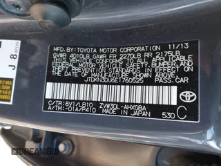 2014 Toyota Prius Four with VIN JTDKN3DU6E1760525, listed as a IAAI auction lot 42004587 with 211,534 mi miles and . Bid and sale history available at DreamBid. Image 9.