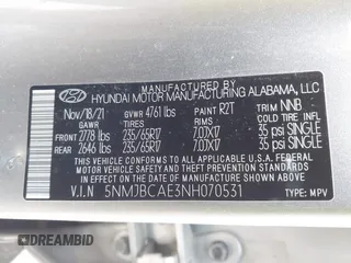 2022 Hyundai Tucson SEL z VIN 5NMJBCAE3NH070531, wystawiony jako IAAI lot #41222494 z przebiegiem 91 358 mil mil oraz . Historia ofert i sprzedaży dostępna na DreamBid. Obrazek 9.