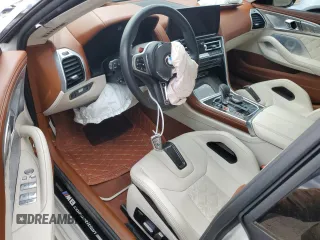 2023 BMW M8 Competition with VIN WBSGV0C07PCL96215, listed as a Copart auction lot 48002435 with 0 mi miles and Salvage Title. Bid and sale history available at carsss.com. Image 8.