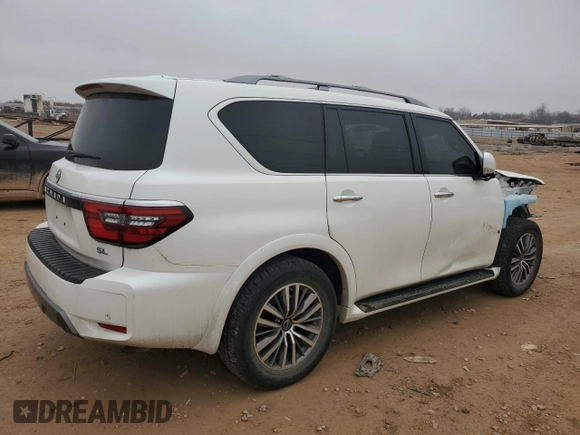 2022 Nissan Armada SL with VIN JN8AY2BD9N9678343, listed as a Copart auction lot 44131235 with 50,207 mi miles and Salvage Title. Bid and sale history available at carsss.com. Image 3.