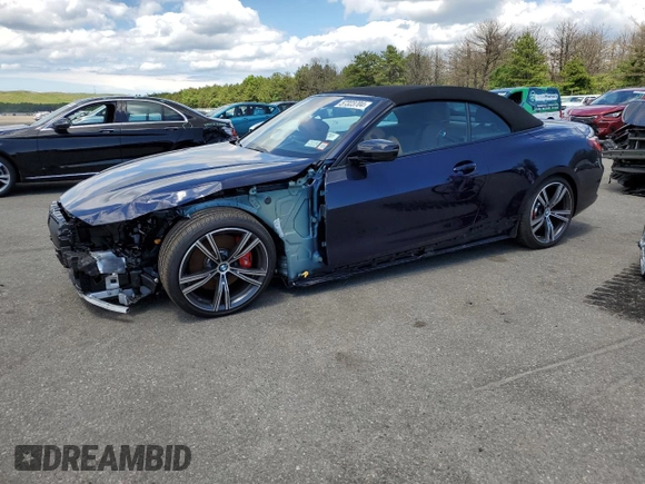 2024 BMW 4 Series 430i xDrive with VIN WBA43AT06RCP04562, listed as a Copart auction lot 57323704 with 737 mi miles and Salvage Title. Bid and sale history available at carsss.com. Image 1.