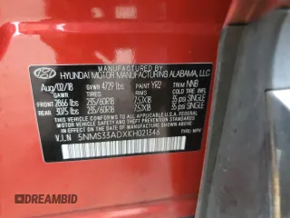 2019 Hyundai Santa Fe SEL with VIN 5NMS33ADXKH021346, listed as a Copart auction lot 79266394 with 77,172 mi miles and Salvage Title. Bid and sale history available at carsss.com. Image 13.