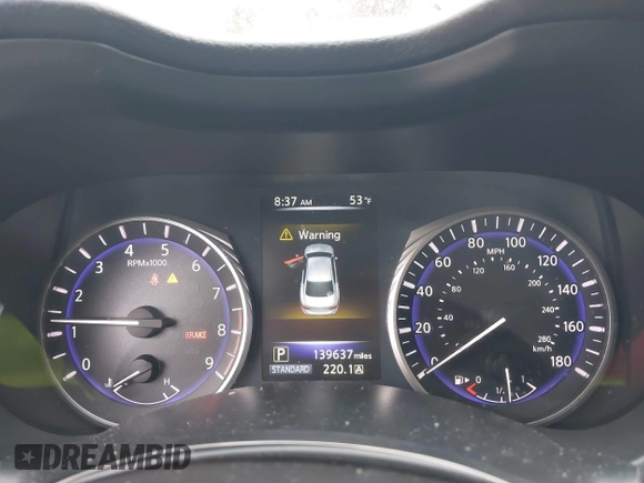 2014 Infiniti Q50 with VIN JN1BV7AP8EM675841, listed as a IAAI auction lot 41582924 with 139,637 mi miles. Bid and sale history available at carsss.com. Image 7.