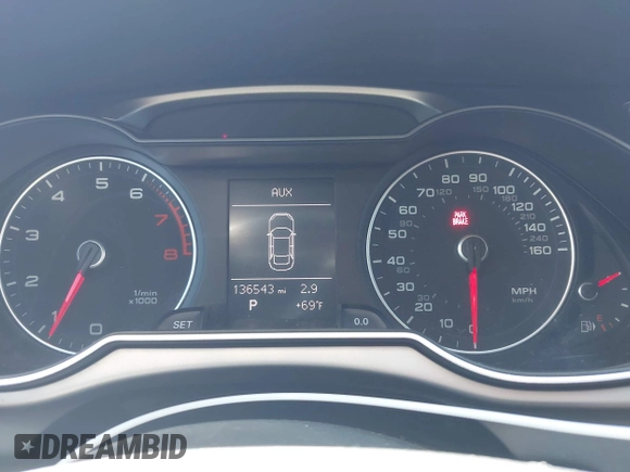 2013 Audi A4 Premium with VIN WAUAFAFL8DN049558, listed as a IAAI auction lot 41958979 with 136,543 mi miles. Bid and sale history available at carsss.com. Image 7.
