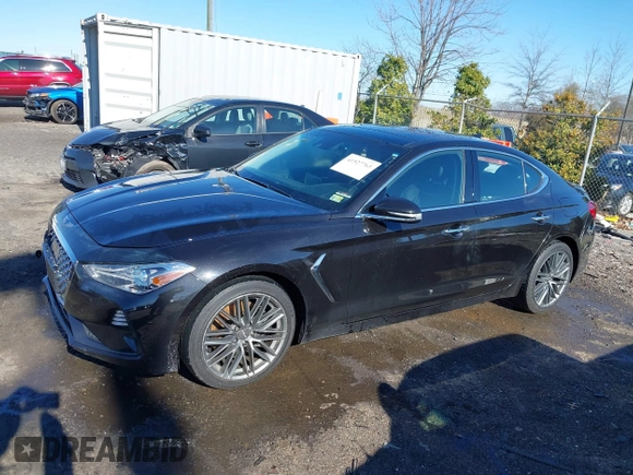 2019 Genesis G70 2.0T Advanced with VIN KMTG34LA0KU032218, listed as a IAAI auction lot 41527763 with 69,501 mi miles. Bid and sale history available at carsss.com. Image 14.