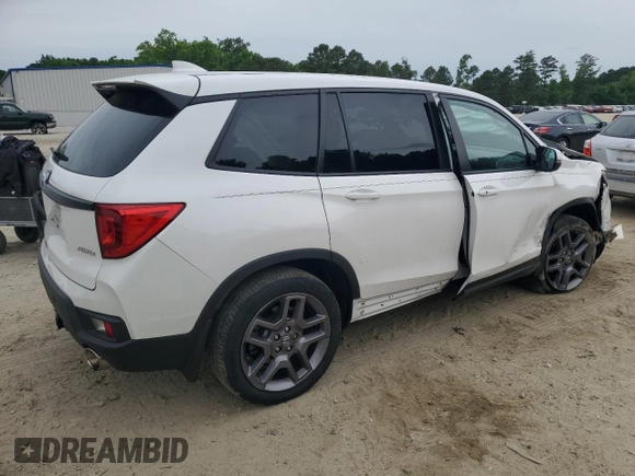 2023 Honda Passport EX-L z VIN 5FNYF8H51PB033343, wystawiony jako Copart lot #56594665 z przebiegiem 18 554 mil mil oraz Szkoda całkowita • Salvage title. Historia ofert i sprzedaży dostępna na DreamBid. Obrazek 3.