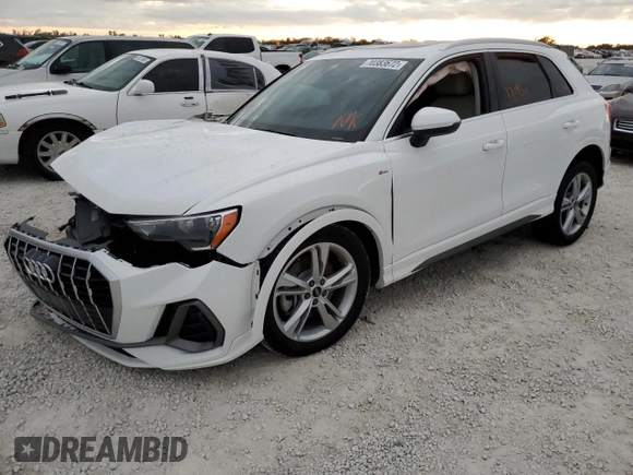 2021 Audi Q3 S line Premium with VIN WA1DECF37M1057375, listed as a Copart auction lot 70383672 with 17,095 mi miles. Bid and sale history available at carsss.com. Image 1.
