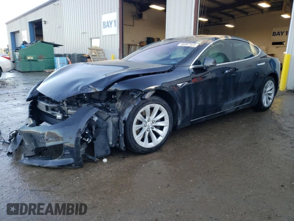 2017 Tesla Model S 100D with VIN 5YJSA1E2XHF199948, listed as a Copart auction lot 46367635 with 76,284 mi miles and Salvage title. Bid and sale history available at DreamBid. Image 1.