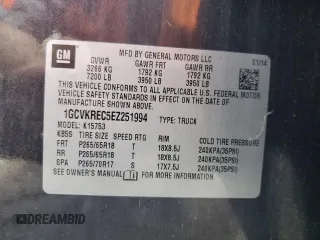 2014 Chevrolet Silverado 1500 LT with VIN 1GCVKREC5EZ251994, listed as a Copart auction lot 54245965 with 193,117 mi miles and Clean Title. Bid and sale history available at carsss.com. Image 12.