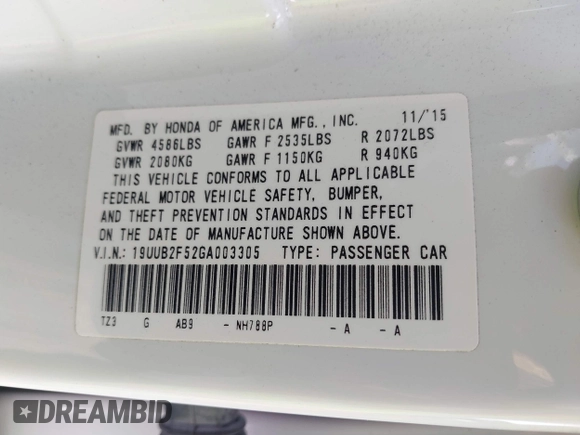 2016 Acura TLX Technology with VIN 19UUB2F52GA003305, listed as a IAAI auction lot 41861442 with 44,709 mi miles and . Bid and sale history available at DreamBid. Image 9.