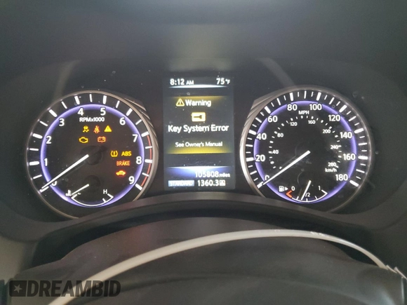 2017 Infiniti Q50 Sport with VIN JN1EV7APXHM733062, listed as a Copart auction lot 54574055 with 105,808 mi miles and Salvage title. Bid and sale history available at DreamBid. Image 9.