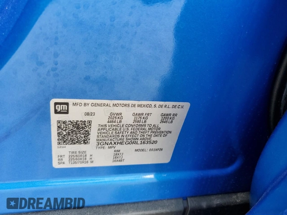 2024 Chevrolet Equinox LS with VIN 3GNAXHEG0RL163520, listed as a Copart auction lot 58076045 with 28,531 mi miles and Salvage title. Bid and sale history available at DreamBid. Image 14.