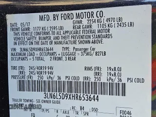 2017 Lincoln MKZ Select with VIN 3LN6L5D9XHR653644, listed as a Copart auction lot 53735965 with 97,607 mi miles and Clean title. Bid and sale history available at DreamBid. Image 12.