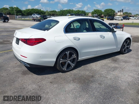 2025 Mercedes-Benz C 300 with VIN W1KAF4GB8SR278439, listed as a IAAI auction lot 42477822 with 566 mi miles and . Bid and sale history available at DreamBid. Image 4.