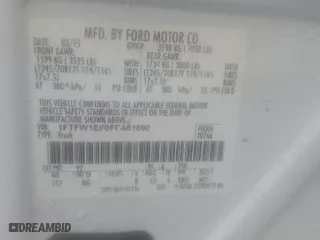 2015 Ford F-150 XLT w/HD Payload Pkg with VIN 1FTFW1EF0FFA61690, listed as a Copart auction lot 54178775 with 0 mi miles and Salvage Title. Bid and sale history available at carsss.com. Image 12.