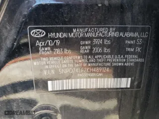 2019 Hyundai Elantra SE with VIN 5NPD74LF2KH489124, listed as a Copart auction lot 60261664 with 104,666 mi miles and Salvage Title. Bid and sale history available at carsss.com. Image 12.