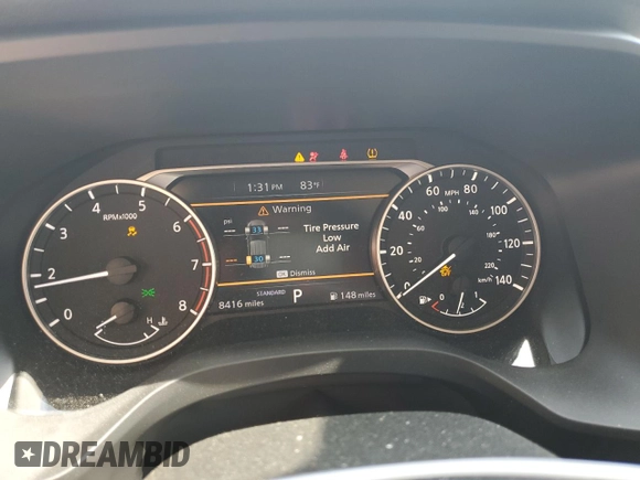 2025 Nissan Rogue SV with VIN 5N1BT3BA5SC813290, listed as a Copart auction lot 53841205 with 8,416 mi miles and Salvage Title. Bid and sale history available at DreamBid. Image 9.
