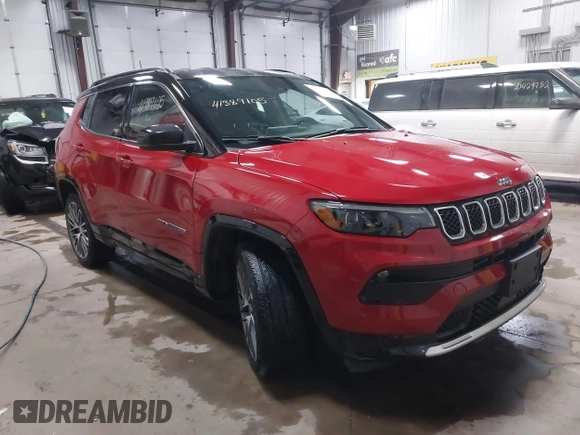 2023 Jeep Compass (RED) Edition with VIN 3C4NJDCN3PT524273, listed as a IAAI auction lot 41389105 with 10,453 mi miles and . Bid and sale history available at carsss.com. Image 1.