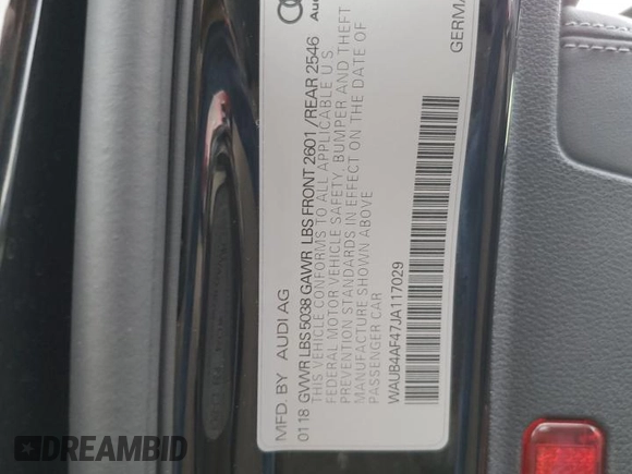 2018 Audi S4 Premium Plus with VIN WAUB4AF47JA117029, listed as a Copart auction lot 76617824 with 49,000 mi miles and Salvage Title. Bid and sale history available at carsss.com. Image 12.