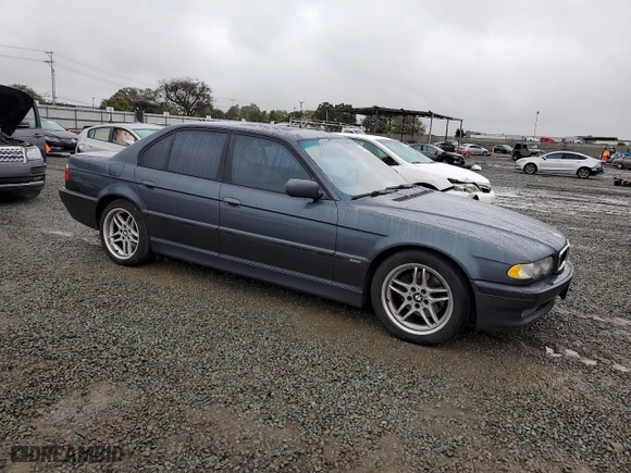 2001 BMW 7 Series 740iA with VIN WBAGG83401DN84365, listed as a Copart auction lot 44986475 with 0 mi miles and Salvage Title. Bid and sale history available at carsss.com. Image 4.