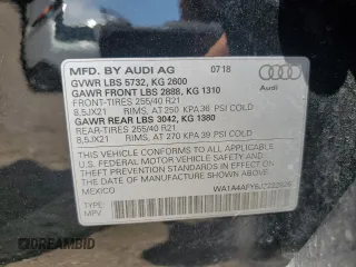 2018 Audi SQ5 Premium Plus with VIN WA1A4AFY6J2222926, listed as a Copart auction lot 51795383 with 64,658 mi miles. Bid and sale history available at carsss.com. Image 15.