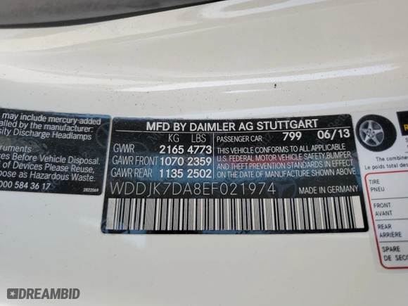 2014 Mercedes-Benz SL-Class SL 550 with VIN WDDJK7DA8EF021974, listed as a Copart auction lot 75754794 with 0 mi miles and Salvage Title. Bid and sale history available at carsss.com. Image 12.