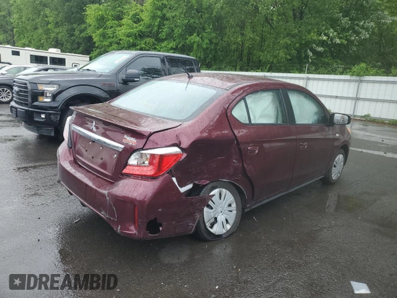 2024 Mitsubishi Mirage ES with VIN ML32FUFJXRHF09872, listed as a Copart auction lot 57054435 with 10,600 mi miles and Salvage title. Bid and sale history available at DreamBid. Image 3.