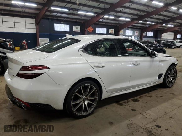 2023 Genesis G70 2.0T with VIN KMTG34TA5PU128224, listed as a Copart auction lot 82026383 with 7,311 mi miles and Salvage Title. Bid and sale history available at DreamBid. Image 3.