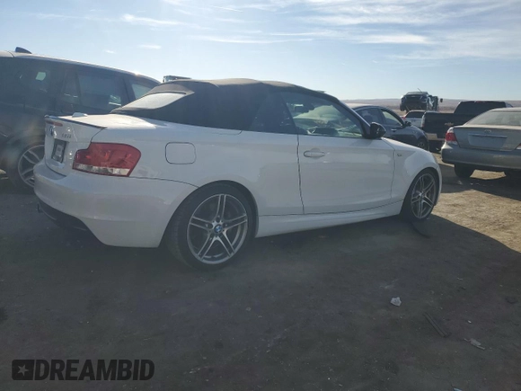 2013 BMW 1 Series 135i with VIN WBAUN7C57DVM27118, listed as a Copart auction lot 86964304 with 57,182 mi miles and Salvage Title. Bid and sale history available at carsss.com. Image 3.