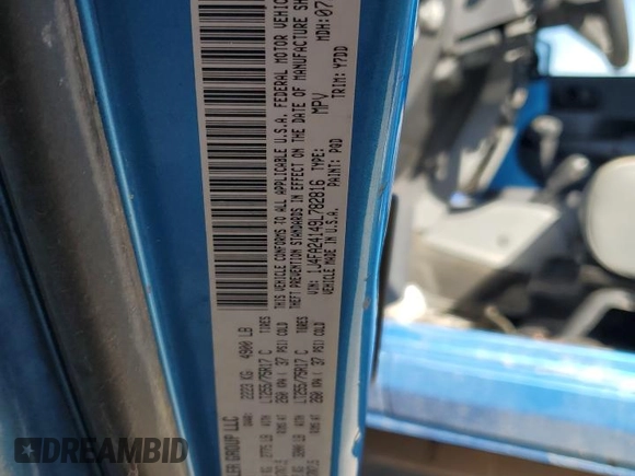 2009 Jeep Wrangler X with VIN 1J4FA24149L782816, listed as a Copart auction lot 42495835 with Not Provided miles and Salvage Title. Bid and sale history available at DreamBid. Image 13.