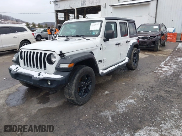 2021 Jeep Wrangler Unlimited Sport Altitude with VIN 1C4HJXDG2MW791599, listed as a IAAI auction lot 41235427 with 47,220 mi miles and . Bid and sale history available at DreamBid. Image 18.