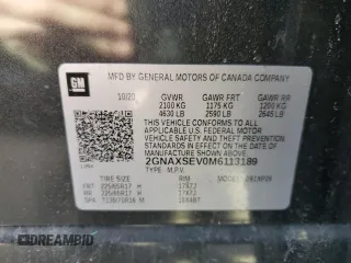2021 Chevrolet Equinox LS с VIN 2GNAXSEV0M6113189, выставлен на аукционе Copart как лот 53438125 с пробегом 49 755 миль миль и Списание • Salvage title. История ставок и продаж доступна на DreamBid. Изображение 15.