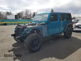 2024 Jeep Wrangler Willys z VIN 1C4RJXN60RW192220, wystawiony jako Copart lot #51081555 z przebiegiem 4 349 mil mil oraz Szkoda całkowita • Salvage title. Historia ofert i sprzedaży dostępna na DreamBid. Obrazek 1.
