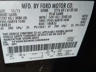 2014 Ford Explorer XLT with VIN 1FM5K8D80EGB08899, listed as a IAAI auction lot 41294523 with 66,896 mi miles and . Bid and sale history available at carsss.com. Image 9.