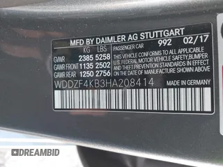 2017 Mercedes-Benz E 300 Luxury with VIN WDDZF4KB3HA208414, listed as a IAAI auction lot 41849093 with 92,919 mi miles and . Bid and sale history available at DreamBid. Image 9.