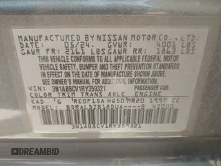2024 Nissan Sentra SV with VIN 3N1AB8CV1RY359321, listed as a IAAI auction lot 41934016 with 9,711 mi miles and . Bid and sale history available at DreamBid. Image 9.