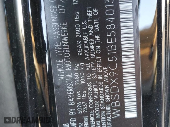 2011 BMW M3 with VIN WBSDX9C51BE584013, listed as a Copart auction lot 85279924 with 74,801 mi miles and Salvage Title. Bid and sale history available at carsss.com. Image 13.