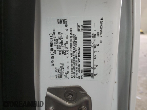 2022 Ford Transit Connect XLT с VIN NM0LS7T29N1508382, выставлен на аукционе Copart как лот 42322505 с пробегом 154 223 миль миль и Чистый • Clean title. История ставок и продаж доступна на DreamBid. Изображение 13.