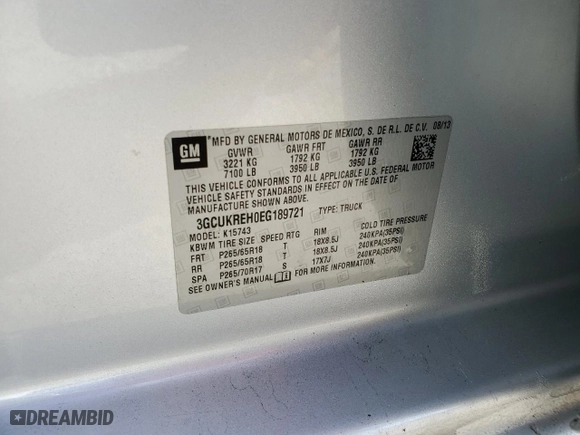 2014 Chevrolet Silverado 1500 LT with VIN 3GCUKREH0EG189721, listed as a Copart auction lot 78586764 with 292,284 mi miles and Salvage Title. Bid and sale history available at carsss.com. Image 12.
