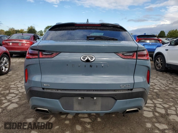 2022 Infiniti QX55 Sensory with VIN 3PCAJ5L33NF100915, listed as a Copart auction lot 75861324 with Not provided miles and Salvage title. Bid and sale history available at DreamBid. Image 6.