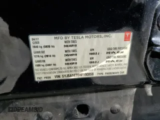 2017 Tesla Model S 100D z VIN 5YJSA1E28HF190858, wystawiony jako Copart lot #60690695 z przebiegiem 73 046 mil mil oraz Szkoda całkowita • Salvage title. Historia ofert i sprzedaży dostępna na DreamBid. Obrazek 13.