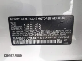 2021 BMW 3 Series 330e with VIN 3MW5P7J02M8C14862, listed as a IAAI auction lot 41154164 with 1 mi miles. Bid and sale history available at carsss.com. Image 9.