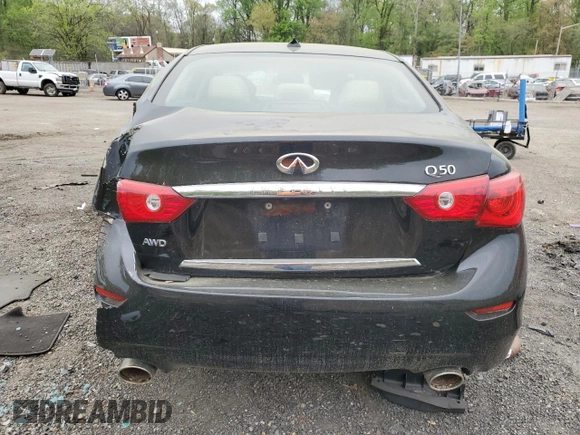 2015 Infiniti Q50 Premium with VIN JN1BV7AR1FM393334, listed as a Copart auction lot 53774125 with Not provided miles and Salvage title. Bid and sale history available at DreamBid. Image 6.