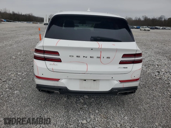2021 Genesis GV80 with VIN KMUHCESC3MU063670, listed as a Copart auction lot 52118905 with 72,696 mi miles and Salvage Title. Bid and sale history available at DreamBid. Image 6.