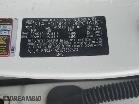 2016 Kia Soul ! with VIN KNDJX3A51G7337323, listed as a Copart auction lot 50302295 with 169,706 mi miles and Salvage Title. Bid and sale history available at carsss.com. Image 12.