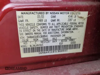 2005 Nissan Maxima 3.5 SL with VIN 1N4BA41E85C868945, listed as a Copart auction lot 78280424 with 112,204 mi miles and Clean Title. Bid and sale history available at carsss.com. Image 12.