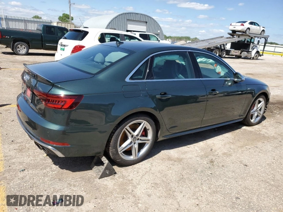 2018 Audi S4 Prestige with VIN WAUC4AF42JA168412, listed as a Copart auction lot 55897054 with 147,995 mi miles and Salvage Title. Bid and sale history available at carsss.com. Image 3.