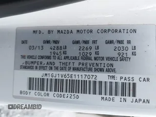 2014 Mazda Mazda6 i Touring with VIN JM1GJ1V65E1117072, listed as a IAAI auction lot 42060743 with 181,524 mi miles. Bid and sale history available at carsss.com. Image 9.