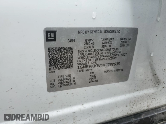 2019 Chevrolet Traverse Premier with VIN 1GNEVKKW4KJ282636, listed as a Copart auction lot 46515155 with 81,897 mi miles and Salvage Title. Bid and sale history available at carsss.com. Image 13.
